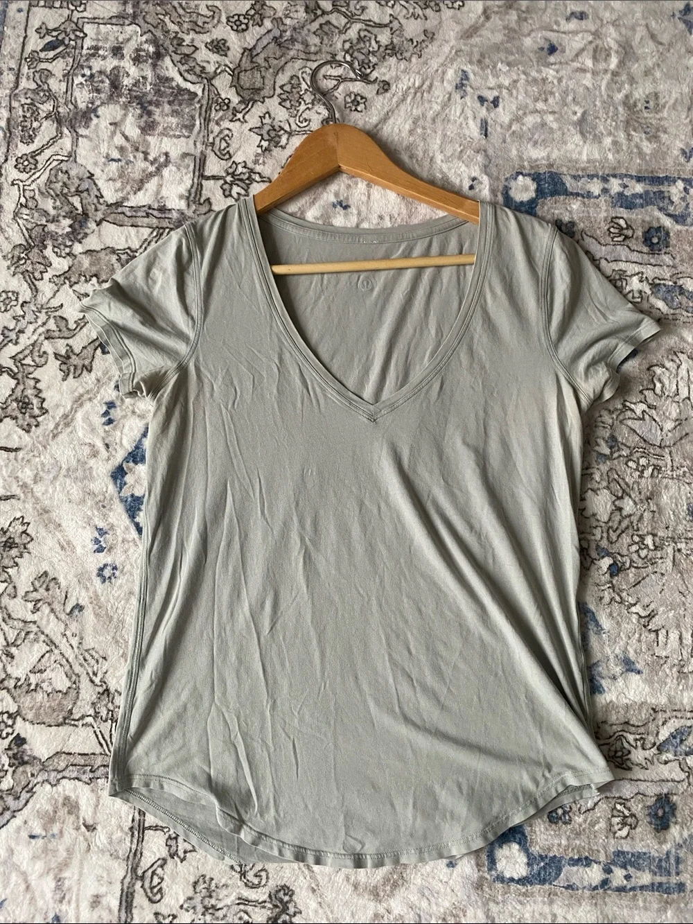 Lululemon Athletica V-Neck Short Sleeve Light Green Tee